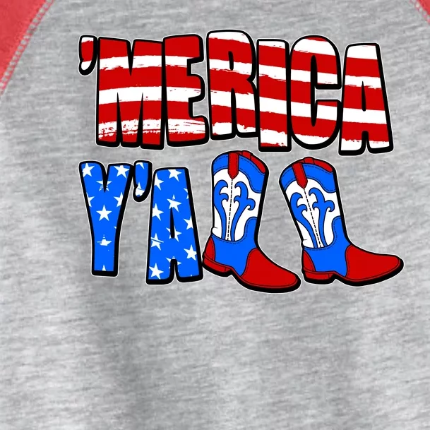 Patriotic Merica Yall Cowboy Cowgirl Boots Toddler Fine Jersey T-Shirt