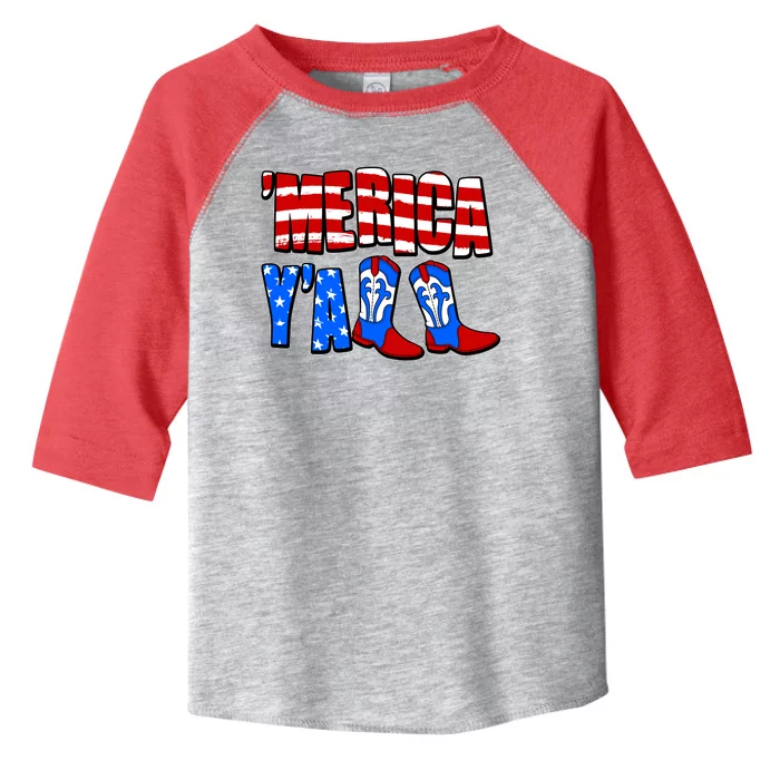 Patriotic Merica Yall Cowboy Cowgirl Boots Toddler Fine Jersey T-Shirt