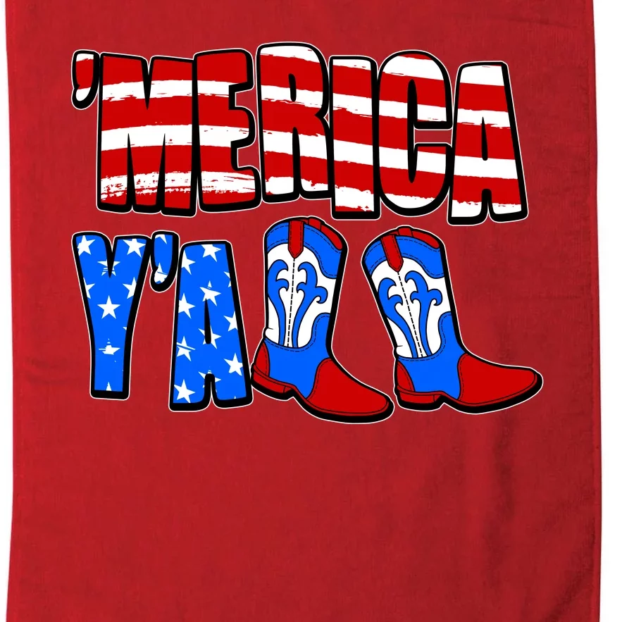 Patriotic Merica Yall Cowboy Cowgirl Boots Platinum Collection Golf Towel