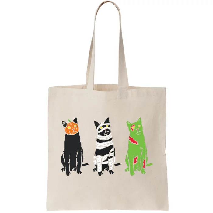 Pumpkin Mummy Zombie Black Cats Halloween Kitty Pet Gift Tote Bag