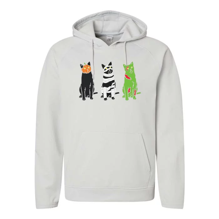 Pumpkin Mummy Zombie Black Cats Halloween Kitty Pet Gift Performance Fleece Hoodie