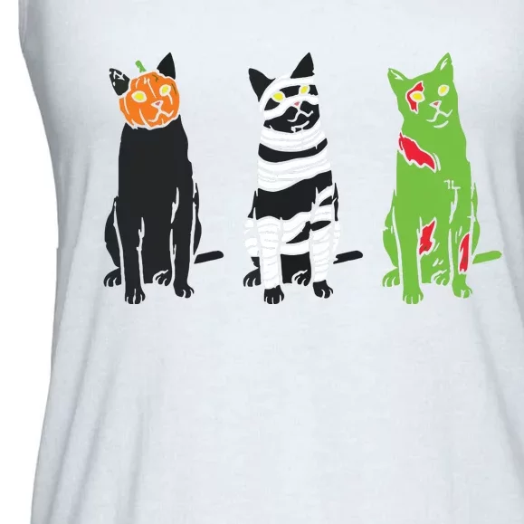 Pumpkin Mummy Zombie Black Cats Halloween Kitty Pet Gift Ladies Essential Flowy Tank