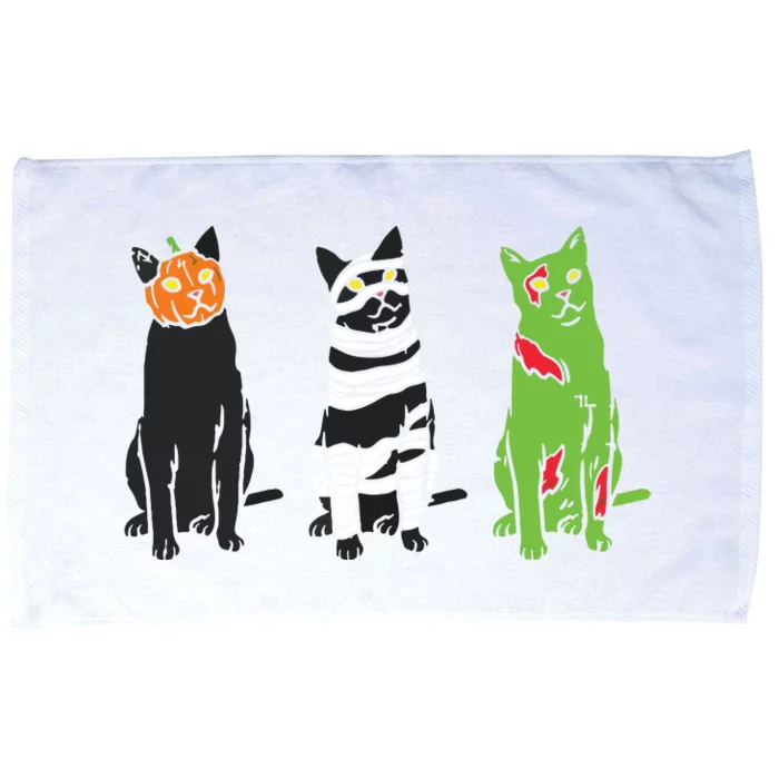 Pumpkin Mummy Zombie Black Cats Halloween Kitty Pet Gift Microfiber Hand Towel