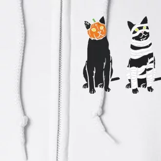 Pumpkin Mummy Zombie Black Cats Halloween Kitty Pet Gift Full Zip Hoodie