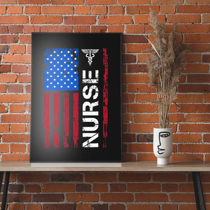 Patriotic Nurse 4th Of July American Flag Independence Day Poster