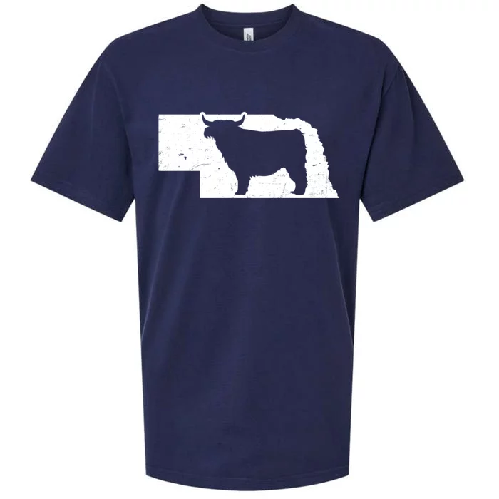 Patriotic Nebraska 4th July Design Highland Cow Cute Gift Sueded Cloud Jersey T-Shirt