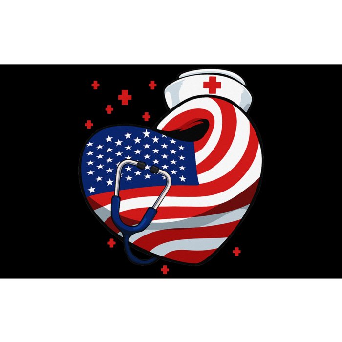 Patriotic Nurse 4th Of July American Flag Heart Stethoscope Bumper Sticker