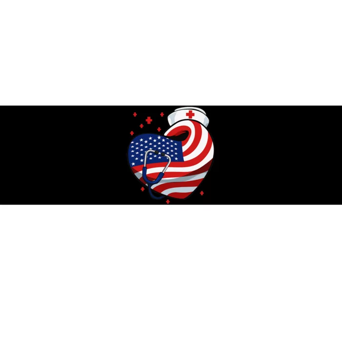 Patriotic Nurse 4th Of July American Flag Heart Stethoscope Bumper Sticker