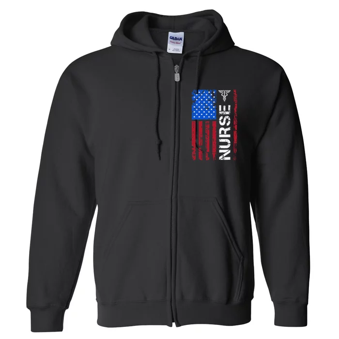 Patriotic Nurse 4th Of July American Flag Independence Day Full Zip Hoodie