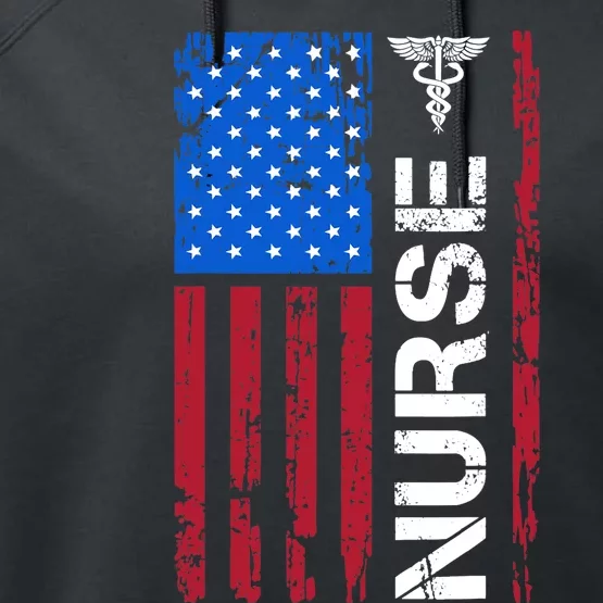 Patriotic Nurse 4th Of July American Flag Independence Day Performance Fleece Hoodie