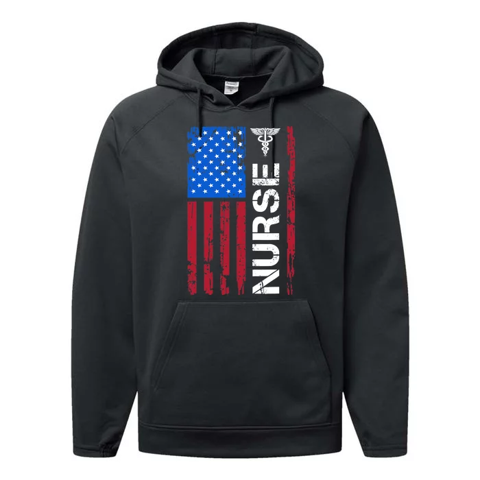 Patriotic Nurse 4th Of July American Flag Independence Day Performance Fleece Hoodie