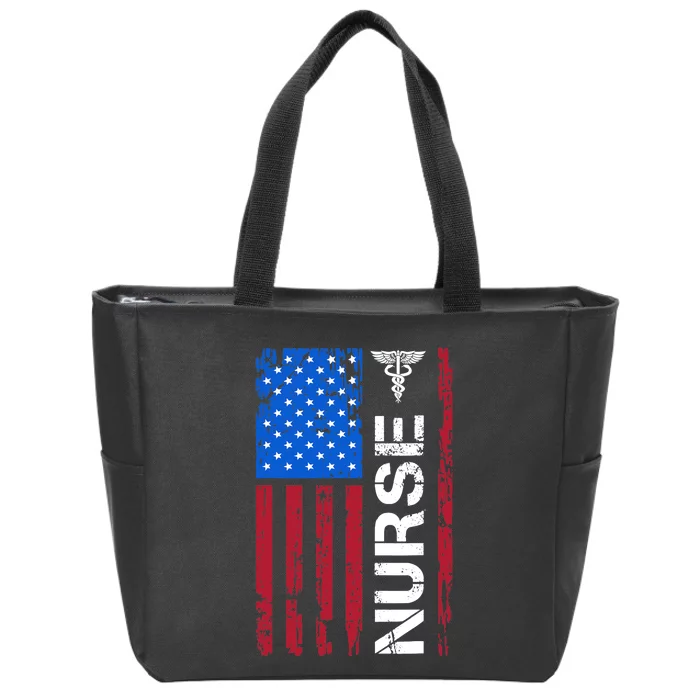 Patriotic Nurse 4th Of July American Flag Independence Day Zip Tote Bag