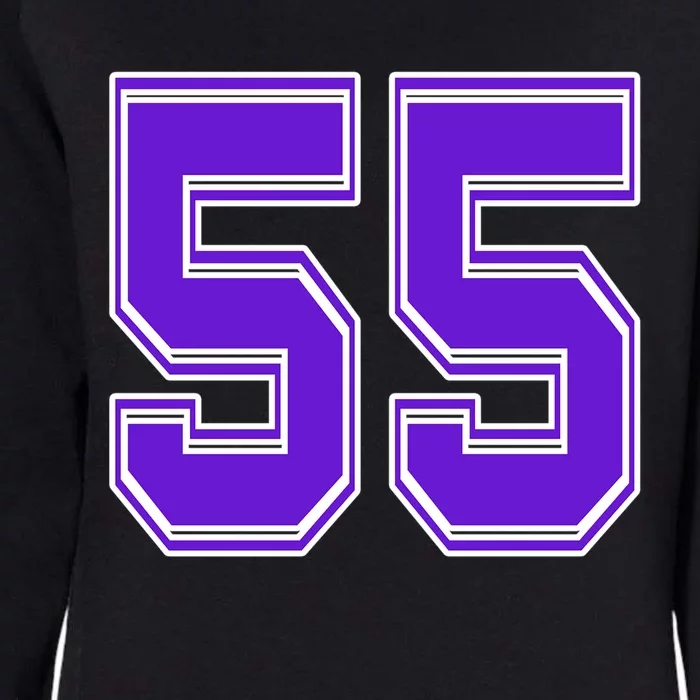 Purple Number 55 Football Baseball Soccer Hockey Sports Fans Gift Womens California Wash Sweatshirt