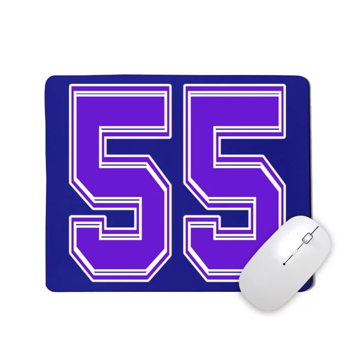 Purple Number 55 Football Baseball Soccer Hockey Sports Fans Gift Mousepad