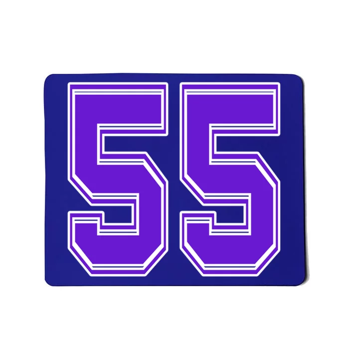 Purple Number 55 Football Baseball Soccer Hockey Sports Fans Gift Mousepad