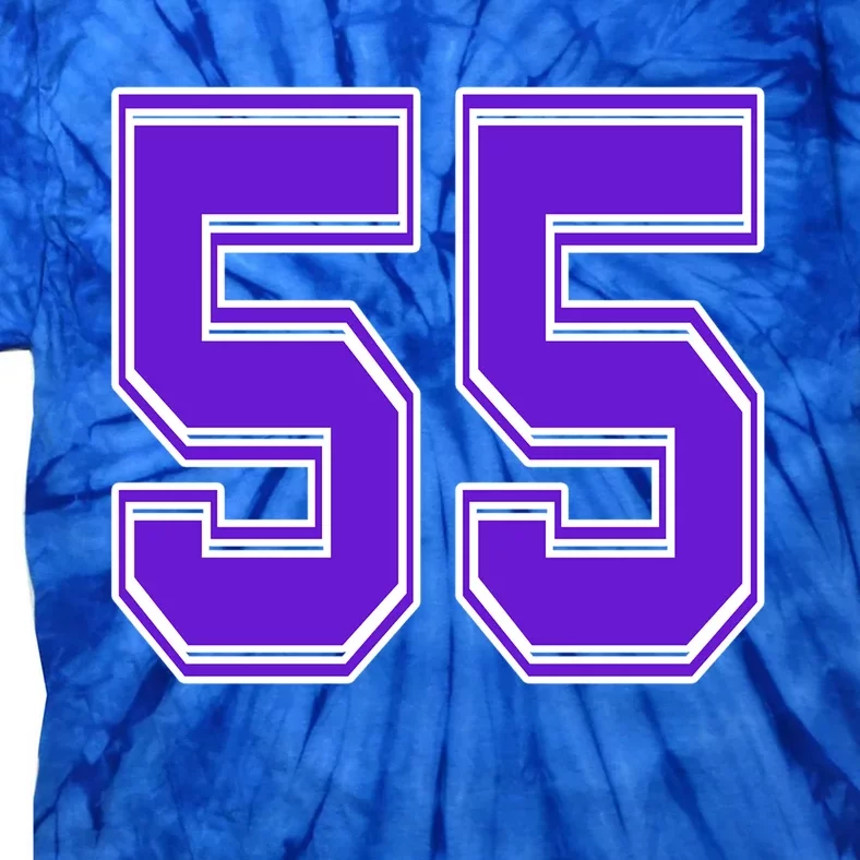 Purple Number 55 Football Baseball Soccer Hockey Sports Fans Gift Tie-Dye T-Shirt