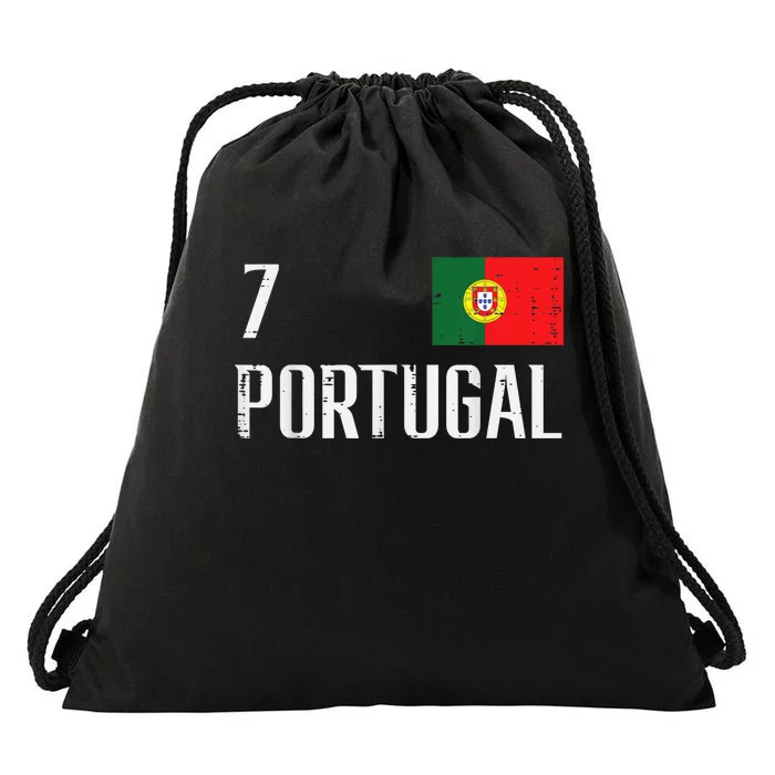 Portugal Number 7 Portuguese Soccer   Boys Drawstring Bag