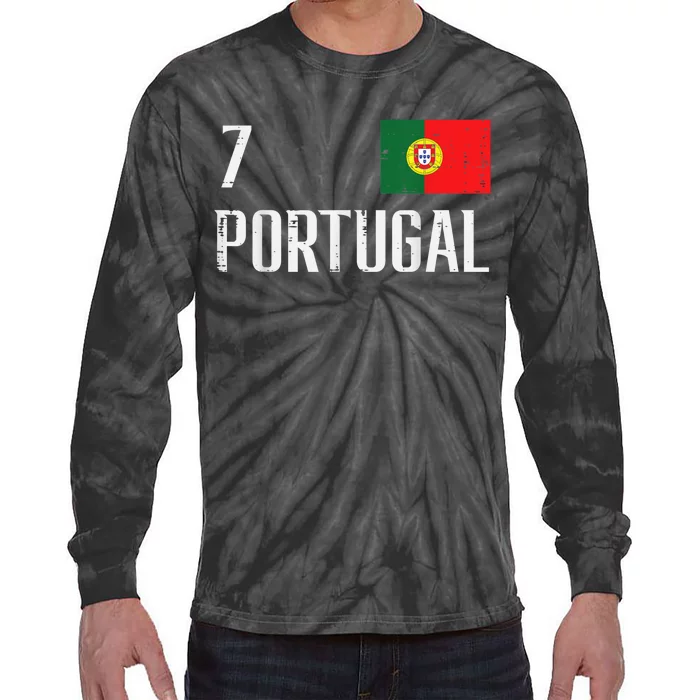 Portugal Number 7 Portuguese Soccer   Boys Tie-Dye Long Sleeve Shirt