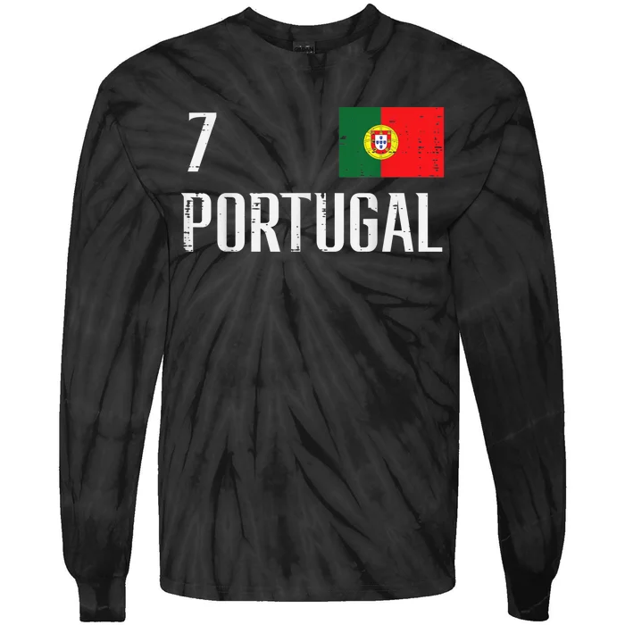 Portugal Number 7 Portuguese Soccer   Boys Tie-Dye Long Sleeve Shirt