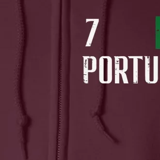 Portugal Number 7 Portuguese Soccer Full Zip Hoodie