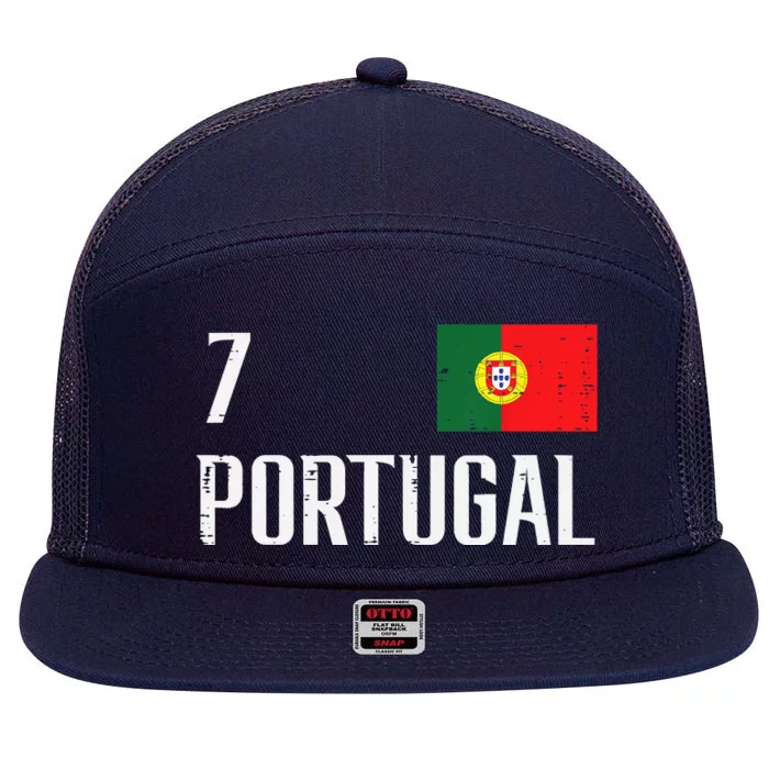 Portugal Number 7 Portuguese Soccer 7 Panel Mesh Trucker Snapback Hat