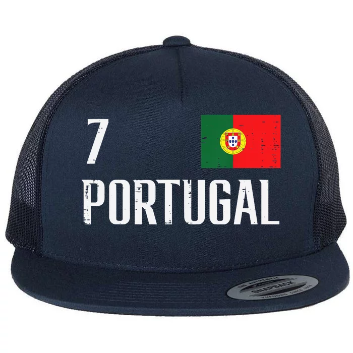 Portugal Number 7 Portuguese Soccer Flat Bill Trucker Hat