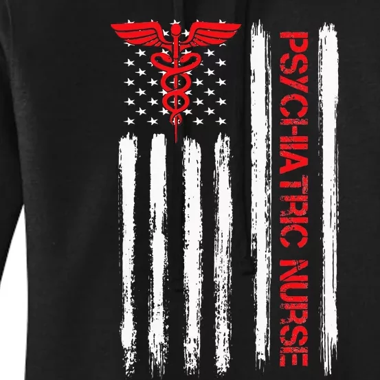 Psychiatric Nurse American Flag RN Mental Health Psych Nurse Women's Pullover Hoodie