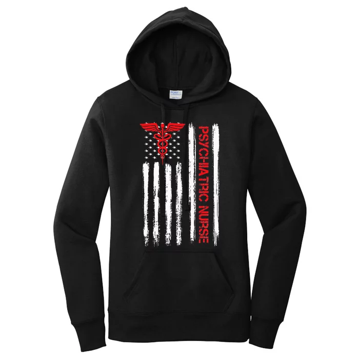 Psychiatric Nurse American Flag RN Mental Health Psych Nurse Women's Pullover Hoodie