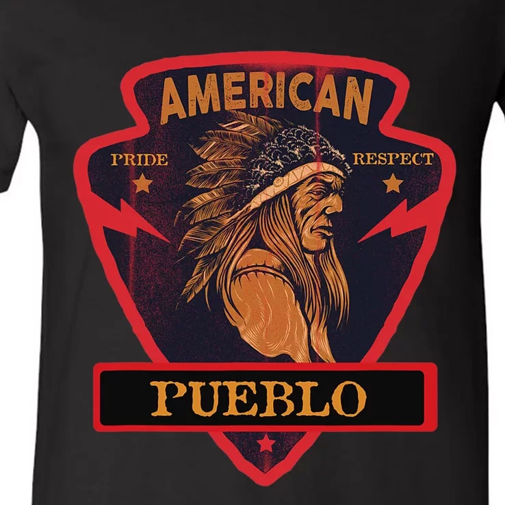 Pueblo Native American Indian Pride Respect Arrow V-Neck T-Shirt