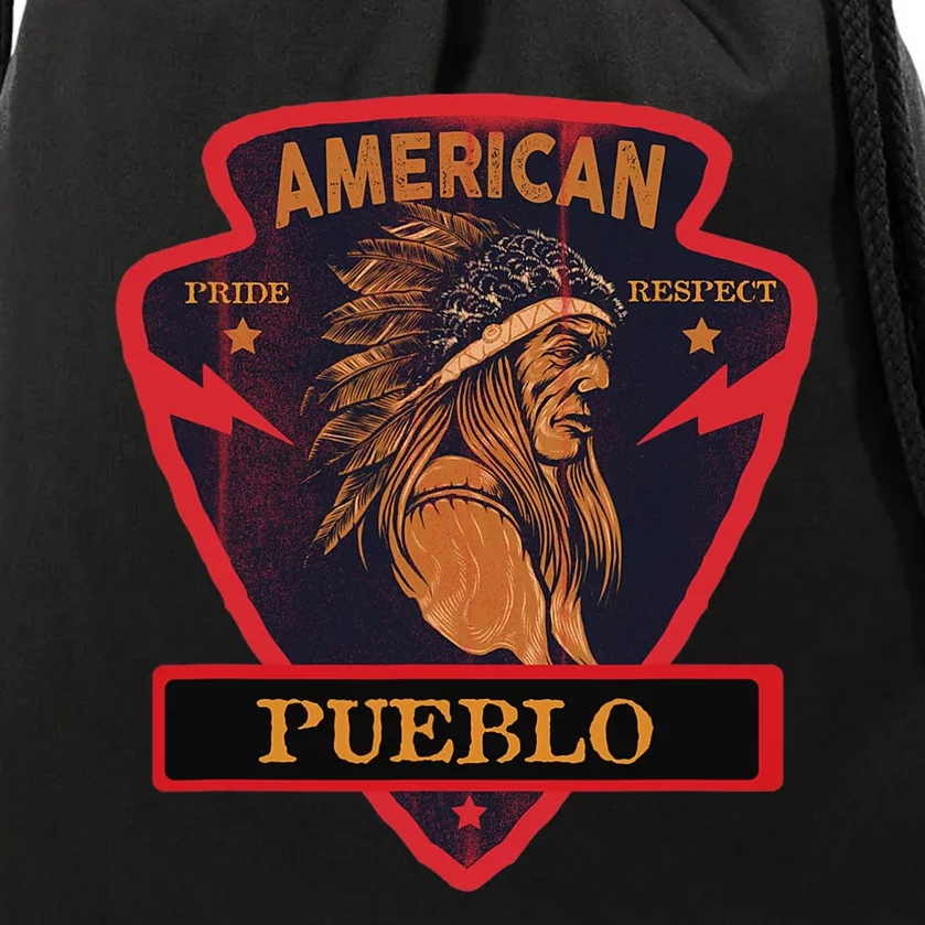 Pueblo Native American Indian Pride Respect Arrow Drawstring Bag