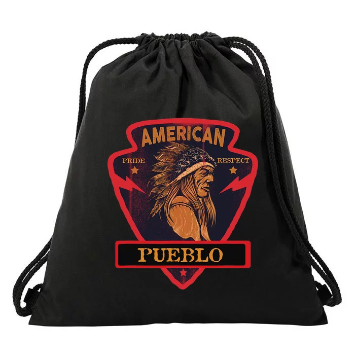 Pueblo Native American Indian Pride Respect Arrow Drawstring Bag