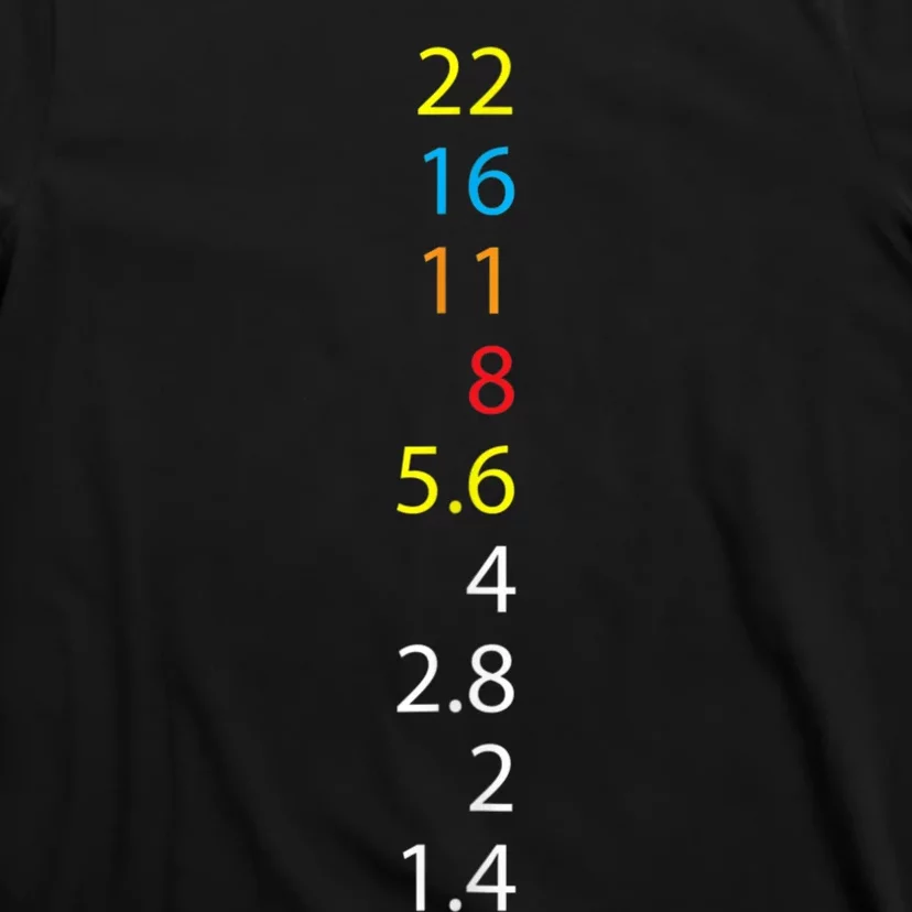 Photography Number Aperture Value Camera T-Shirt