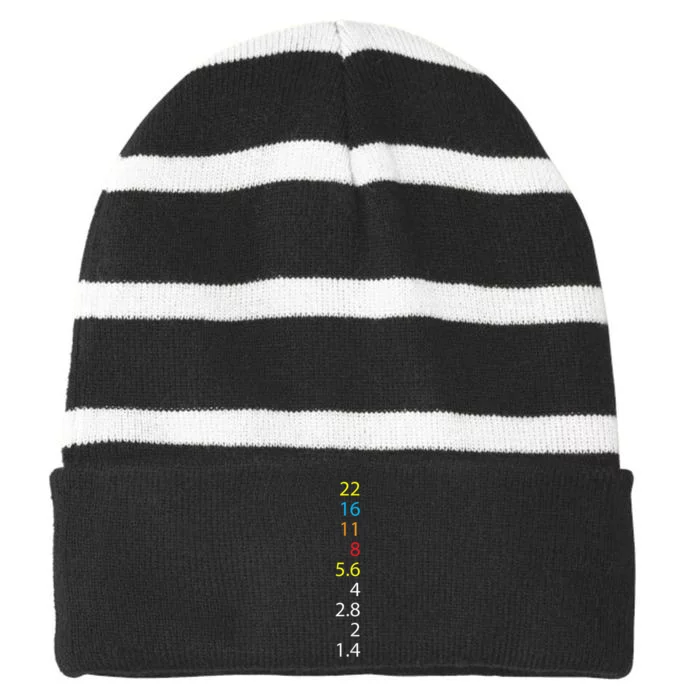 Photography Number Aperture Value Camera Striped Beanie with Solid Band