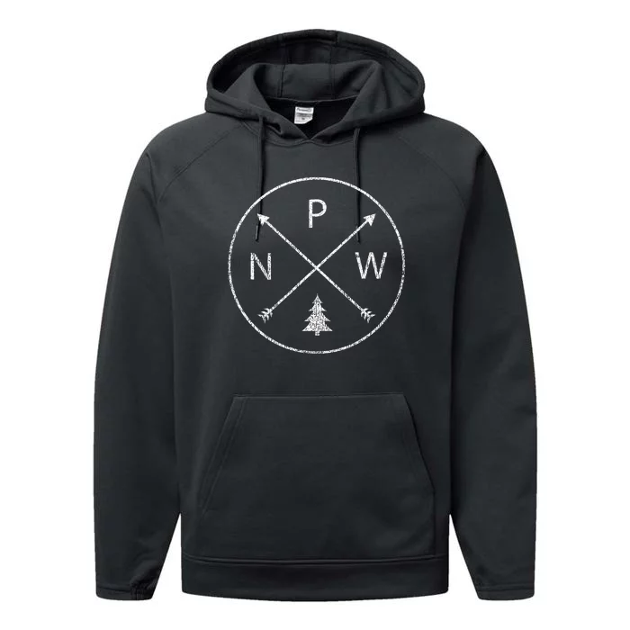 Pacific Northwest Arrows Pine Tree Pnw Performance Fleece Hoodie