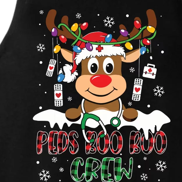 Peds Nurse Boo Crew Reindeer Nurse Buffalo Plaid Christmas Ladies Tri-Blend Wicking Tank