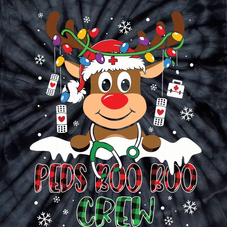 Peds Nurse Boo Crew Reindeer Nurse Buffalo Plaid Christmas Tie-Dye T-Shirt