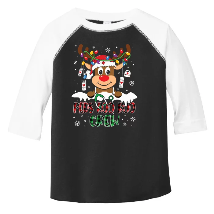 Peds Nurse Boo Crew Reindeer Nurse Buffalo Plaid Christmas Toddler Fine Jersey T-Shirt