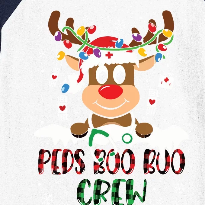 Peds Nurse Boo Crew Reindeer Nurse Buffalo Plaid Christmas Baseball Sleeve Shirt