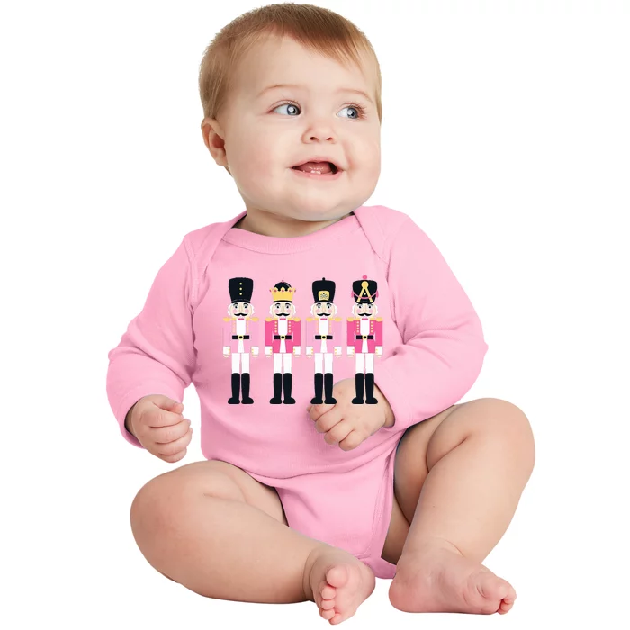 Pink Nutcracker Ballet Vintage Christmas Nutcracker Baby Long Sleeve Bodysuit