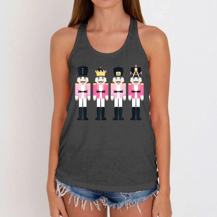 Pink Nutcracker Ballet Vintage Christmas Nutcracker Women's Knotted Racerback Tank