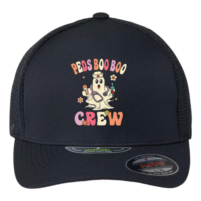 Peds Nurse Boo Crew Retro Halloween Pediatric Nurse Flexfit Unipanel Trucker Cap