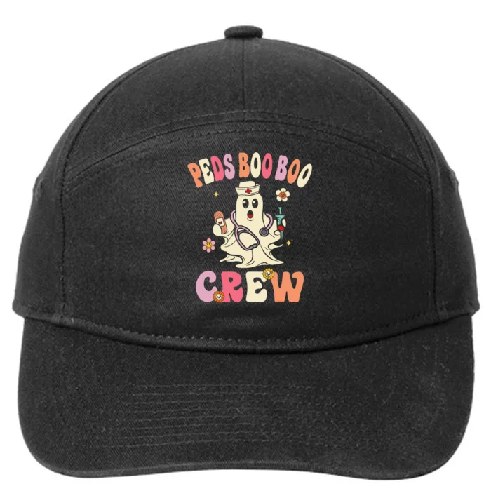 Peds Nurse Boo Crew Retro Halloween Pediatric Nurse 7-Panel Snapback Hat