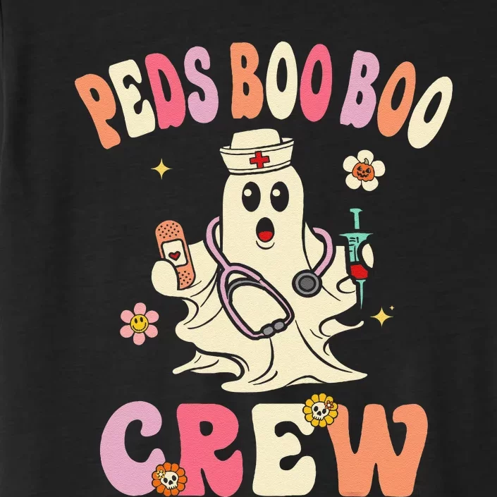 Peds Nurse Boo Crew Retro Halloween Pediatric Nurse ChromaSoft Performance T-Shirt