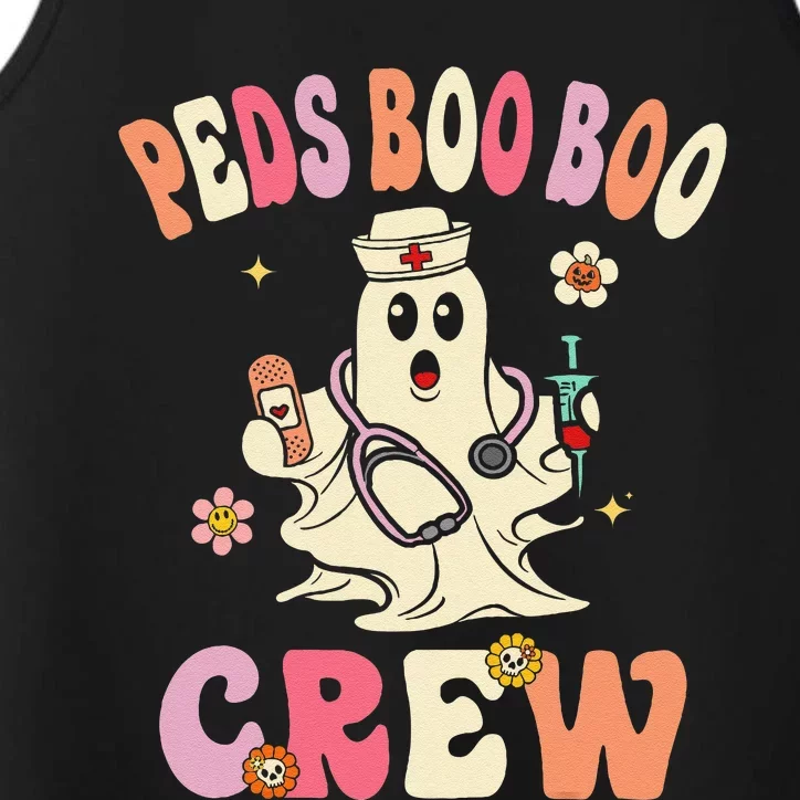 Peds Nurse Boo Crew Retro Halloween Pediatric Nurse Performance Tank