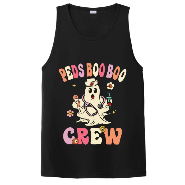 Peds Nurse Boo Crew Retro Halloween Pediatric Nurse Performance Tank