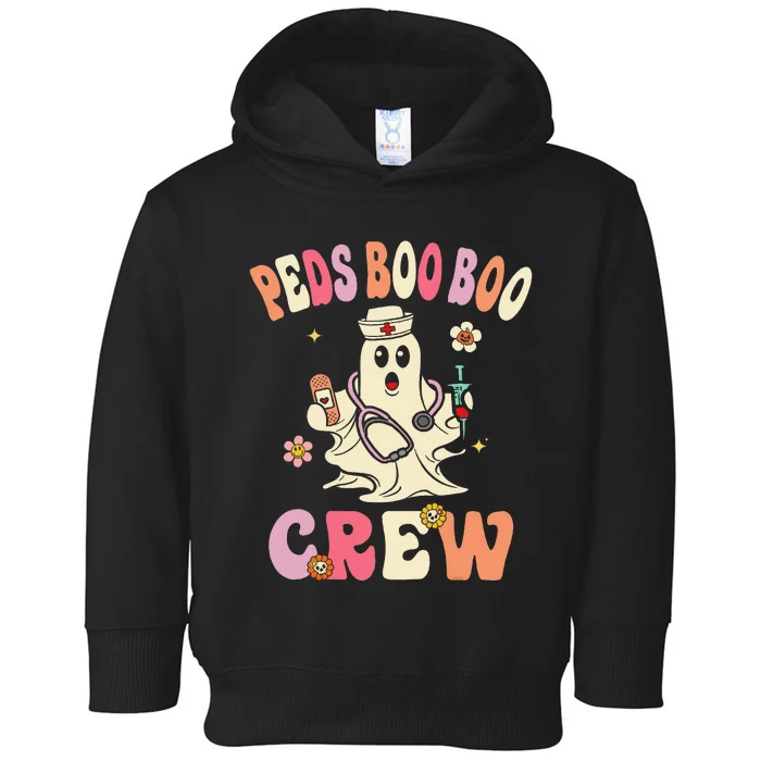 Peds Nurse Boo Crew Retro Halloween Pediatric Nurse Toddler Hoodie