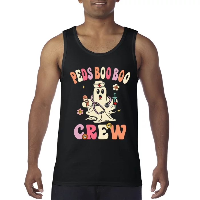 Peds Nurse Boo Crew Retro Halloween Pediatric Nurse Tank Top