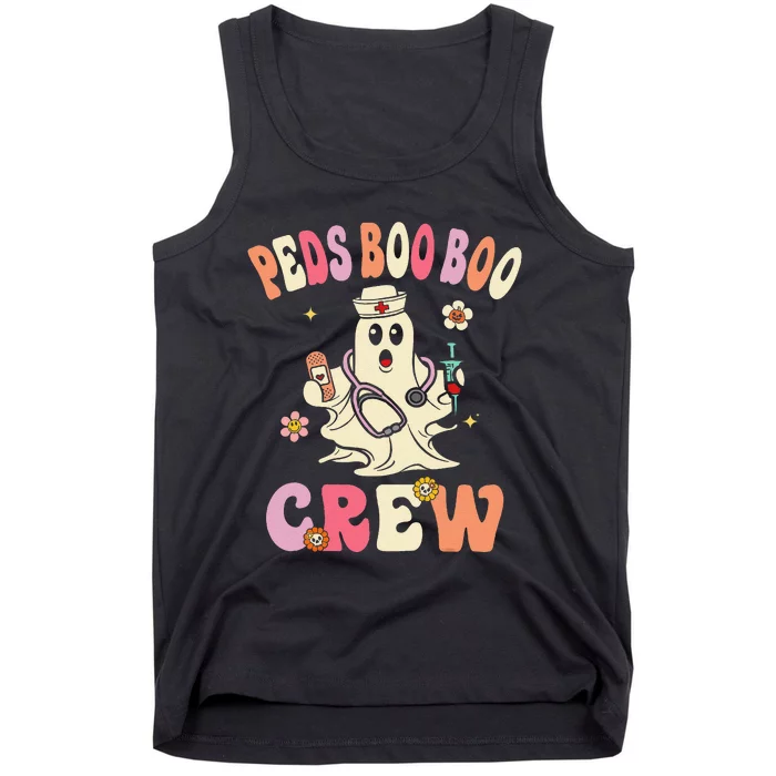 Peds Nurse Boo Crew Retro Halloween Pediatric Nurse Tank Top