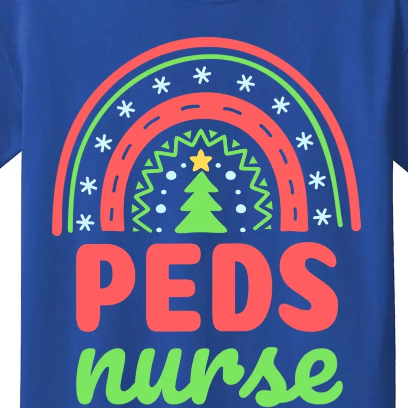 Peds Nurse Christmas Tree Rainbow Pediatric Nursing Funny Gift Kids T-Shirt