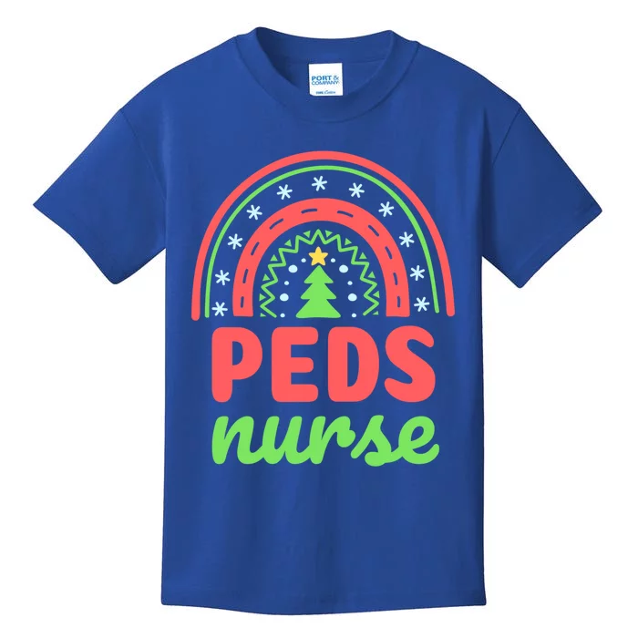 Peds Nurse Christmas Tree Rainbow Pediatric Nursing Funny Gift Kids T-Shirt